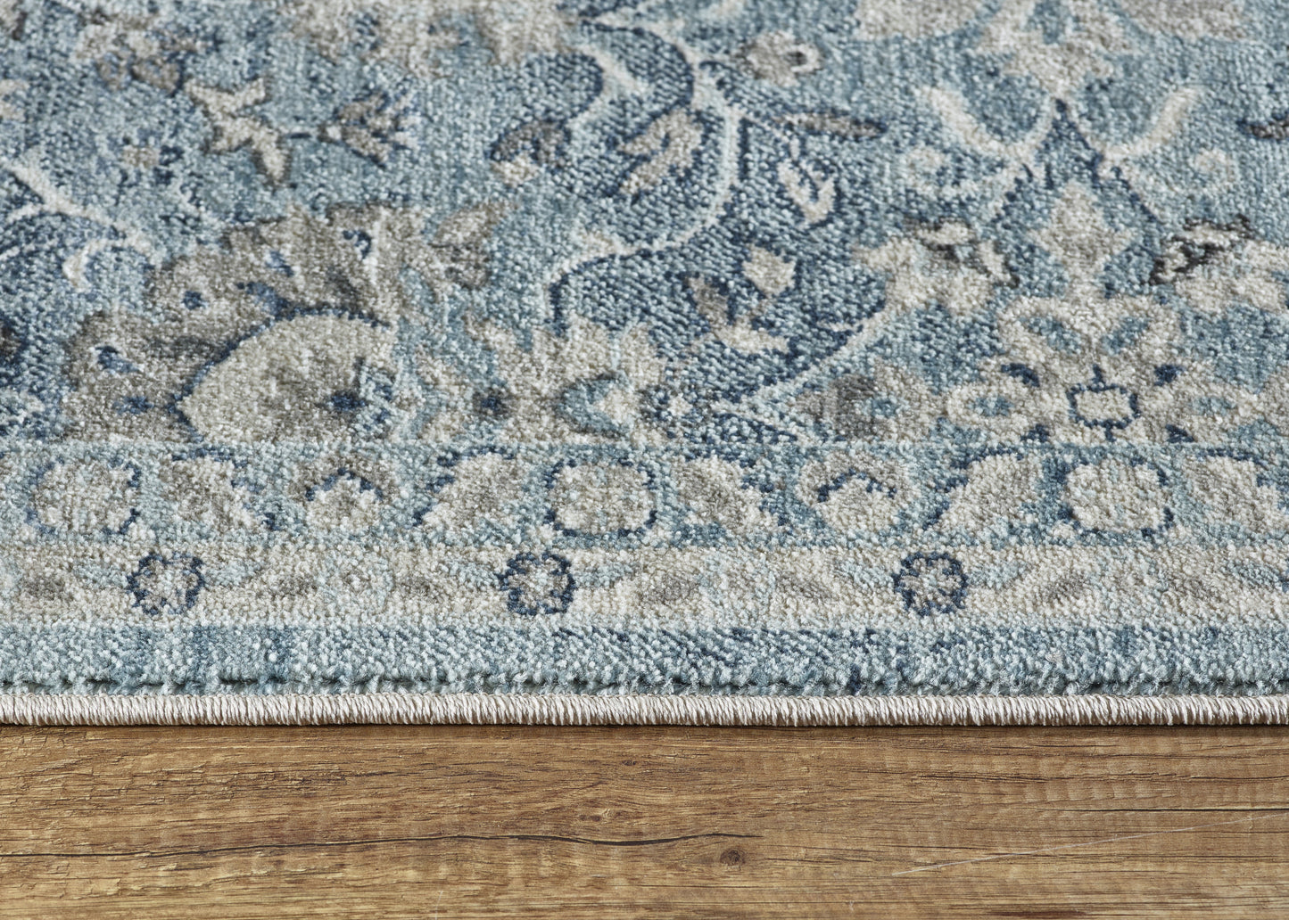 Juno Transitional Light Blue Floral Medium Pile Rug