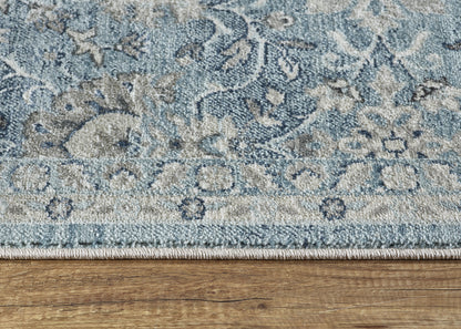 Juno Transitional Light Blue Floral Medium Pile Rug