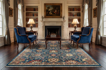 Juno Transitional Navy Floral Medium Pile Rug