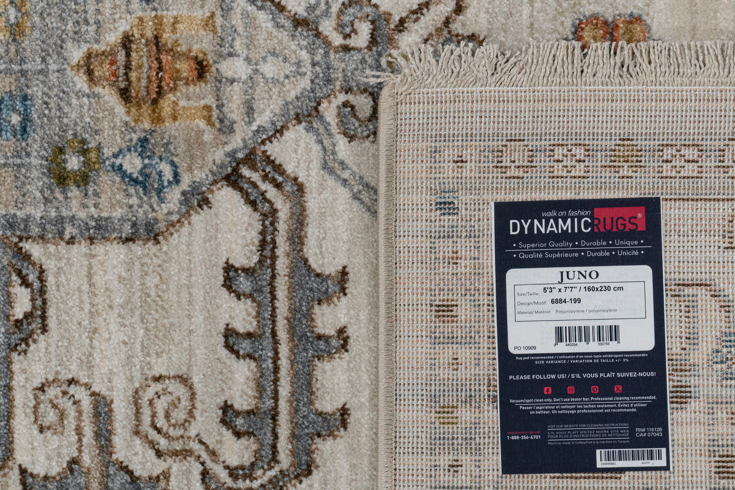 Juno Traditional Ivory/Grey Oriental Medium Pile Rug
