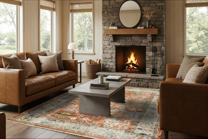 Juno Traditional Rust/Ivory/Multi Oriental Medium Pile Rug