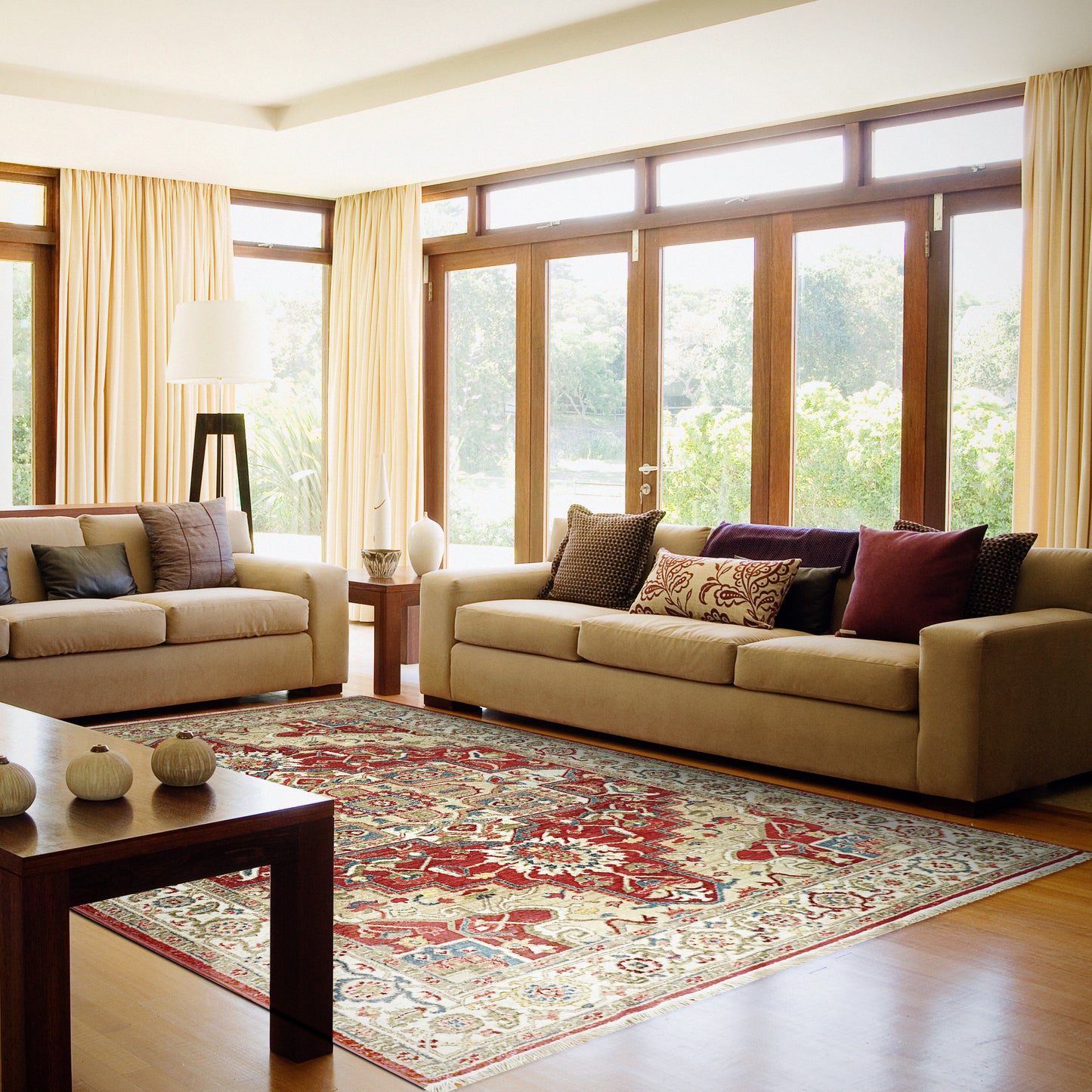 Juno Transitional Ivory/Red Floral Medium Pile Rug