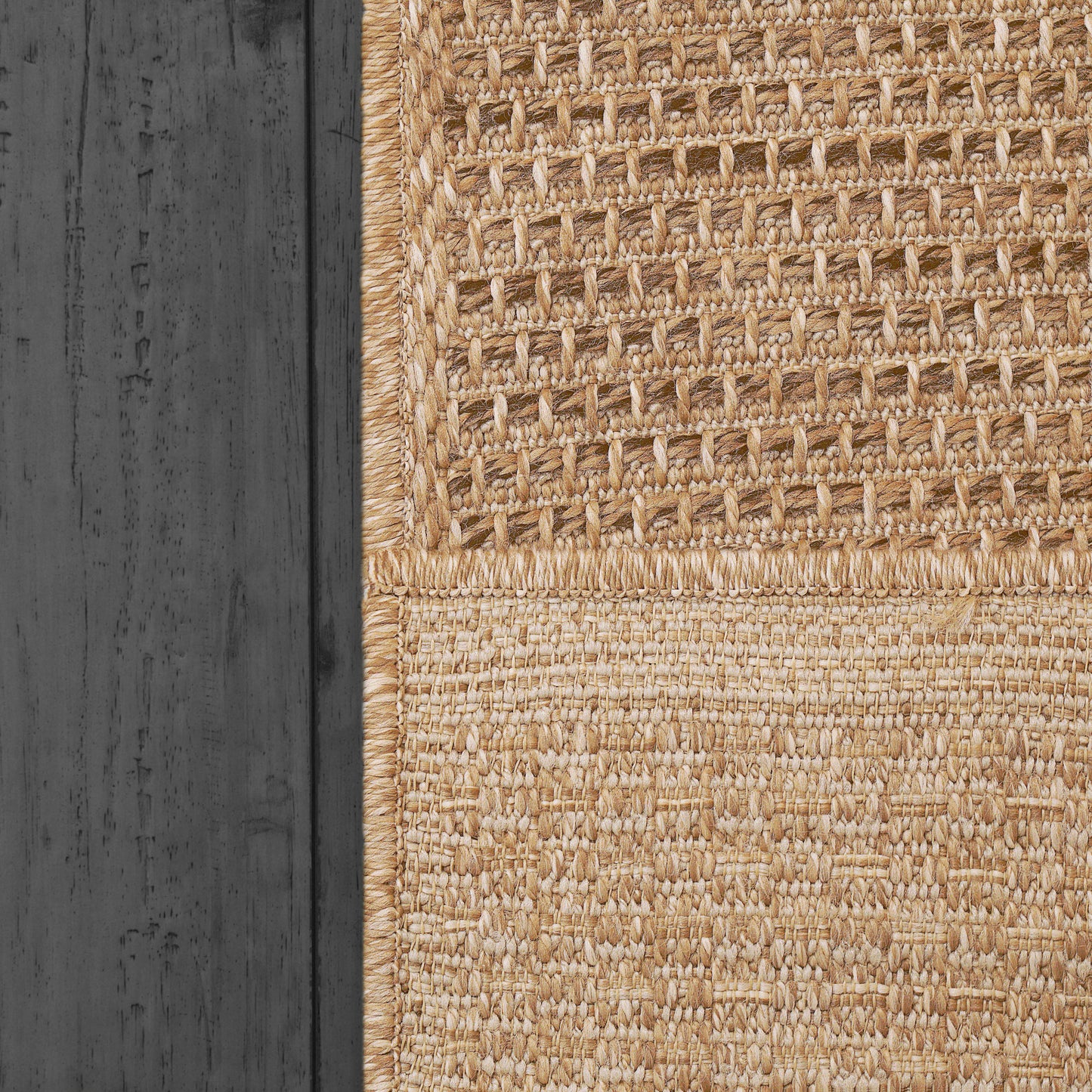 Kenai Modern Natural Striped No Pile Rug