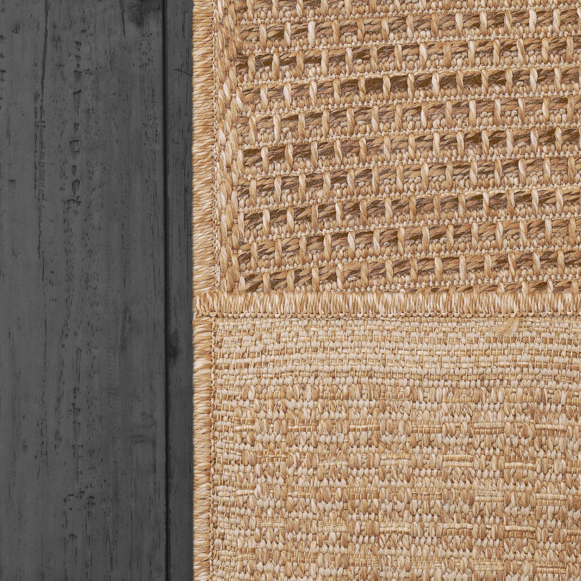 Kenai Modern Natural Striped No Pile Rug