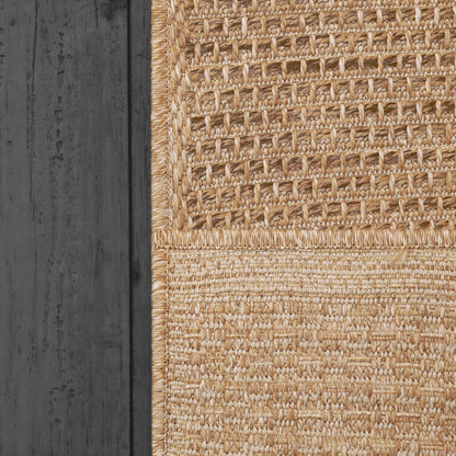 Kenai Modern Natural Striped No Pile Rug