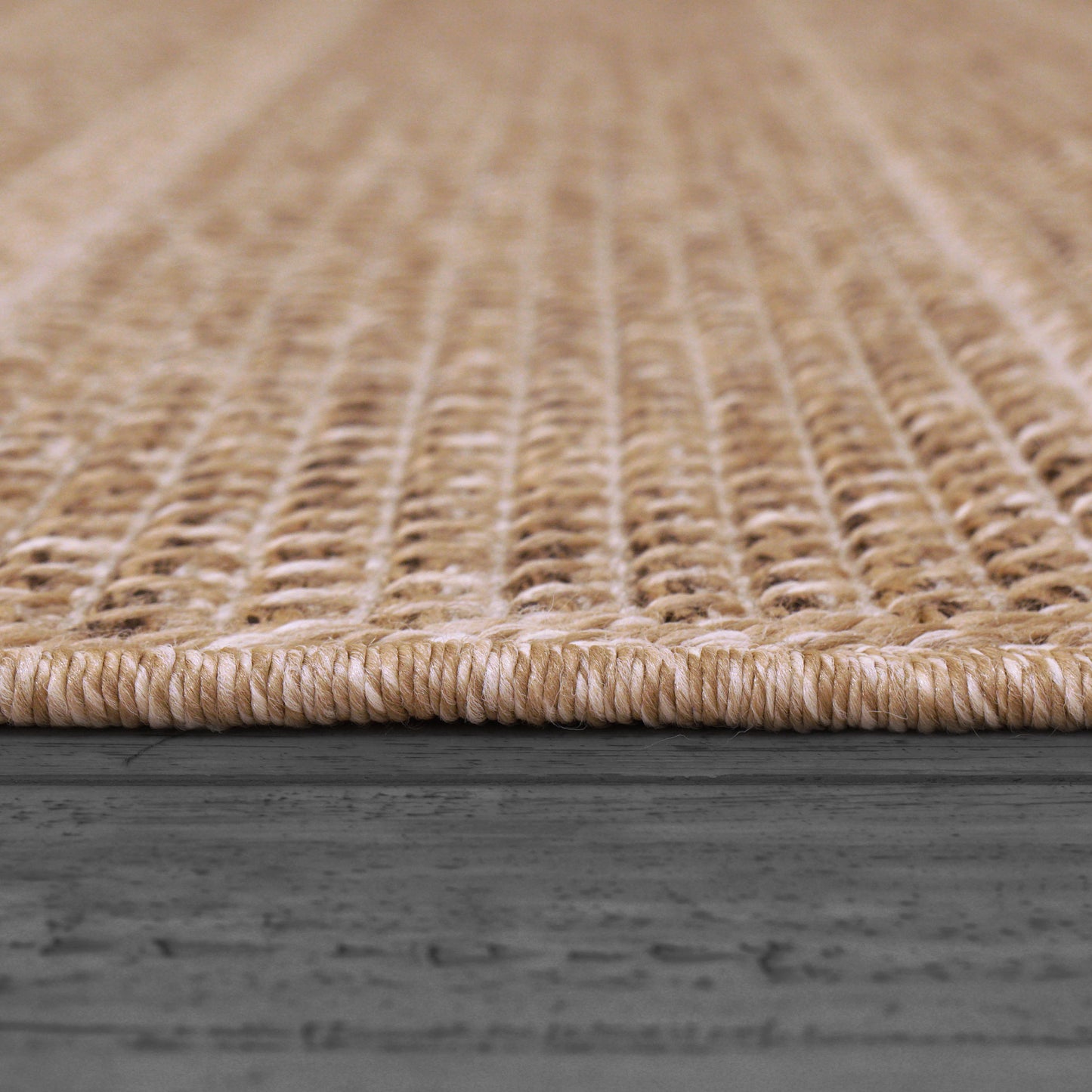 Kenai Modern Natural Striped No Pile Rug