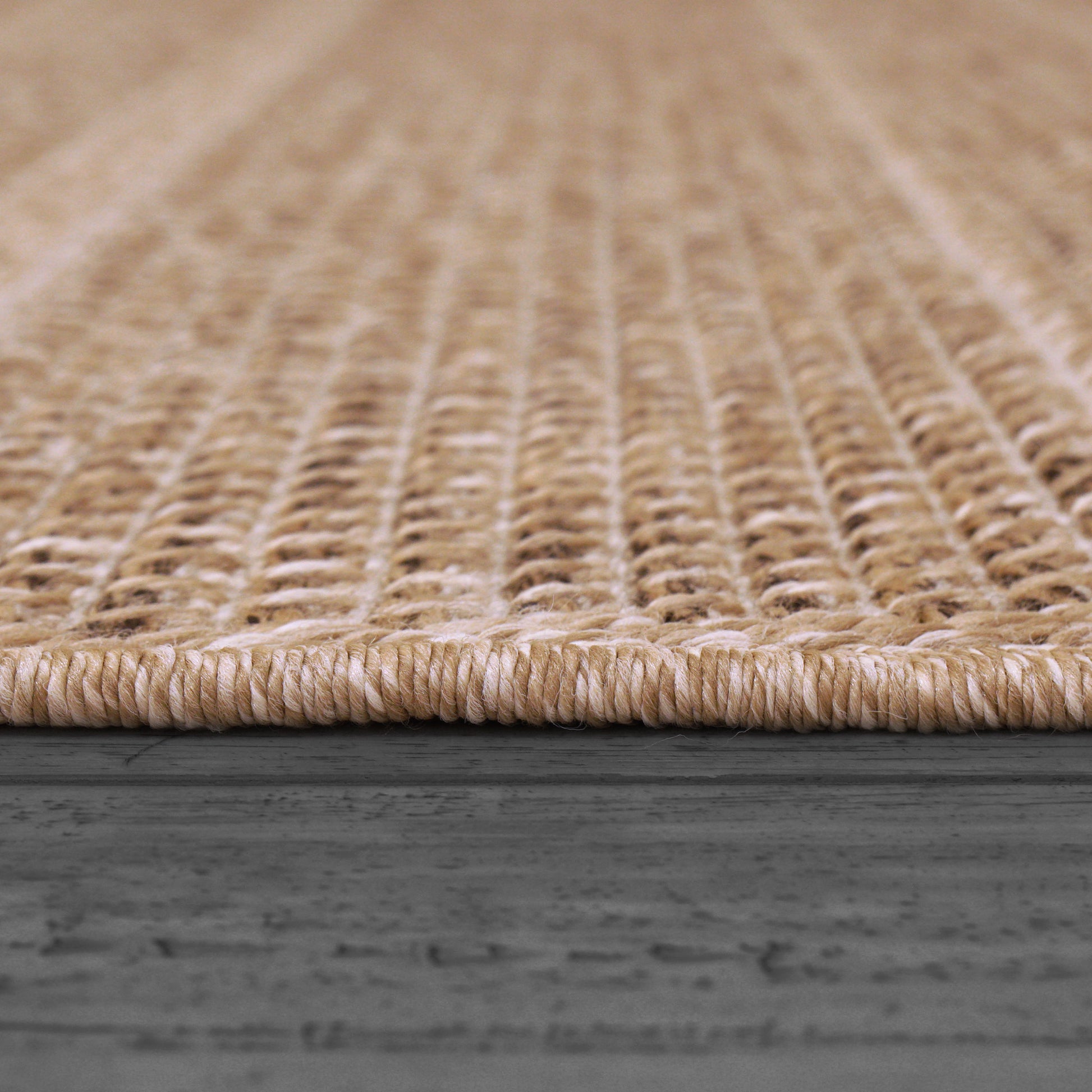 Kenai Modern Natural Striped No Pile Rug