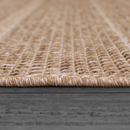 Kenai Modern Natural Striped No Pile Rug