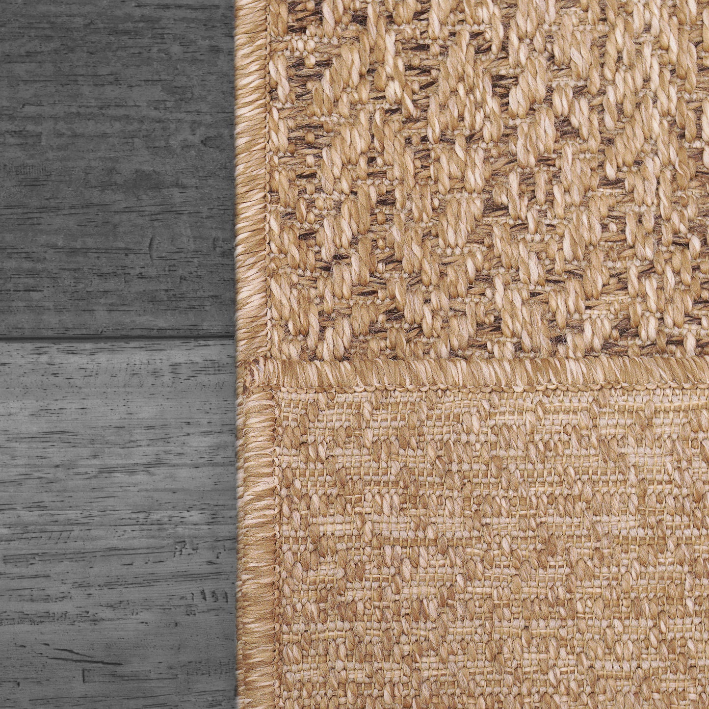Kenai Modern Natural Geometric No Pile Rug