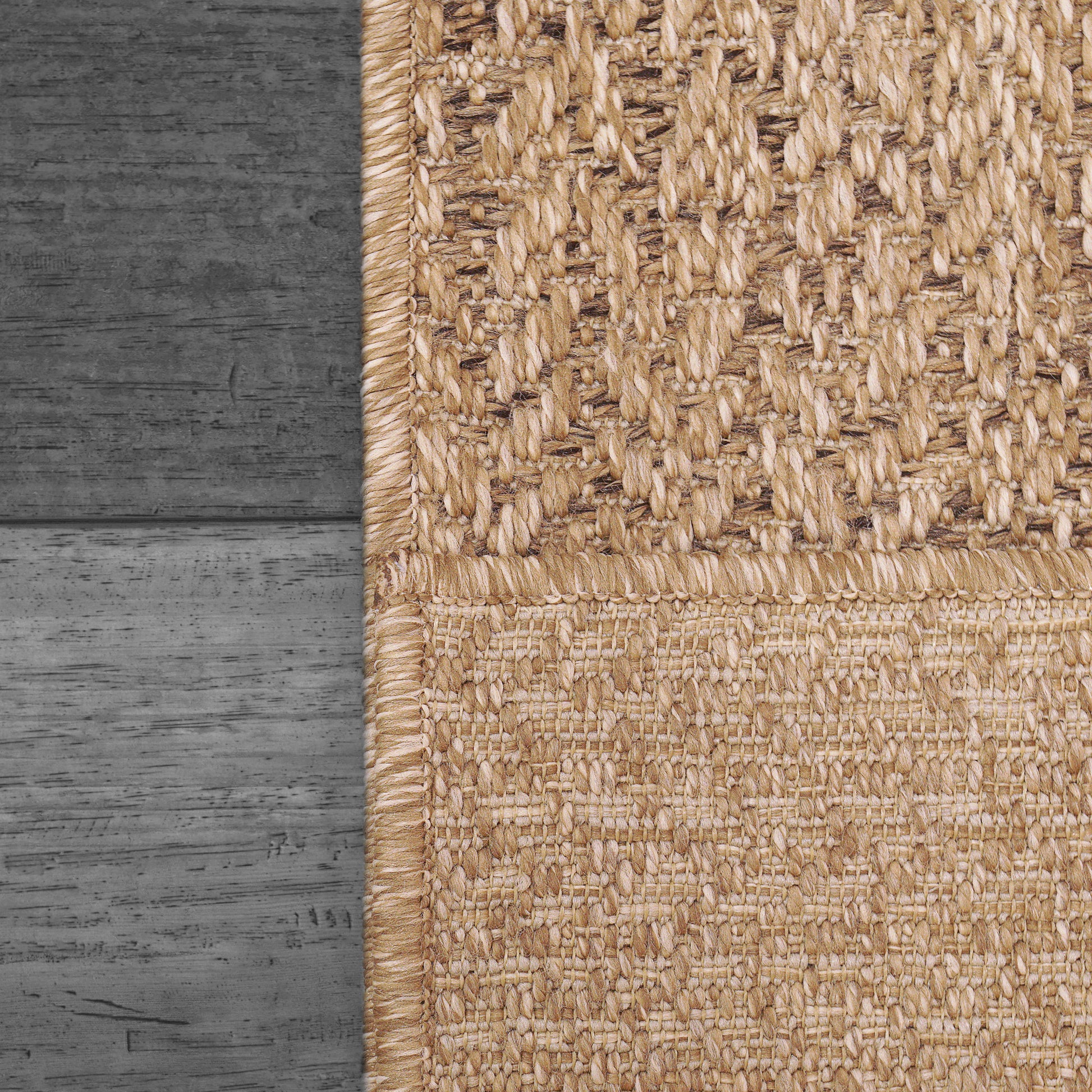 Kenai Modern Natural Geometric No Pile Rug