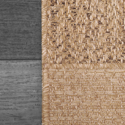 Kenai Modern Natural Geometric No Pile Rug