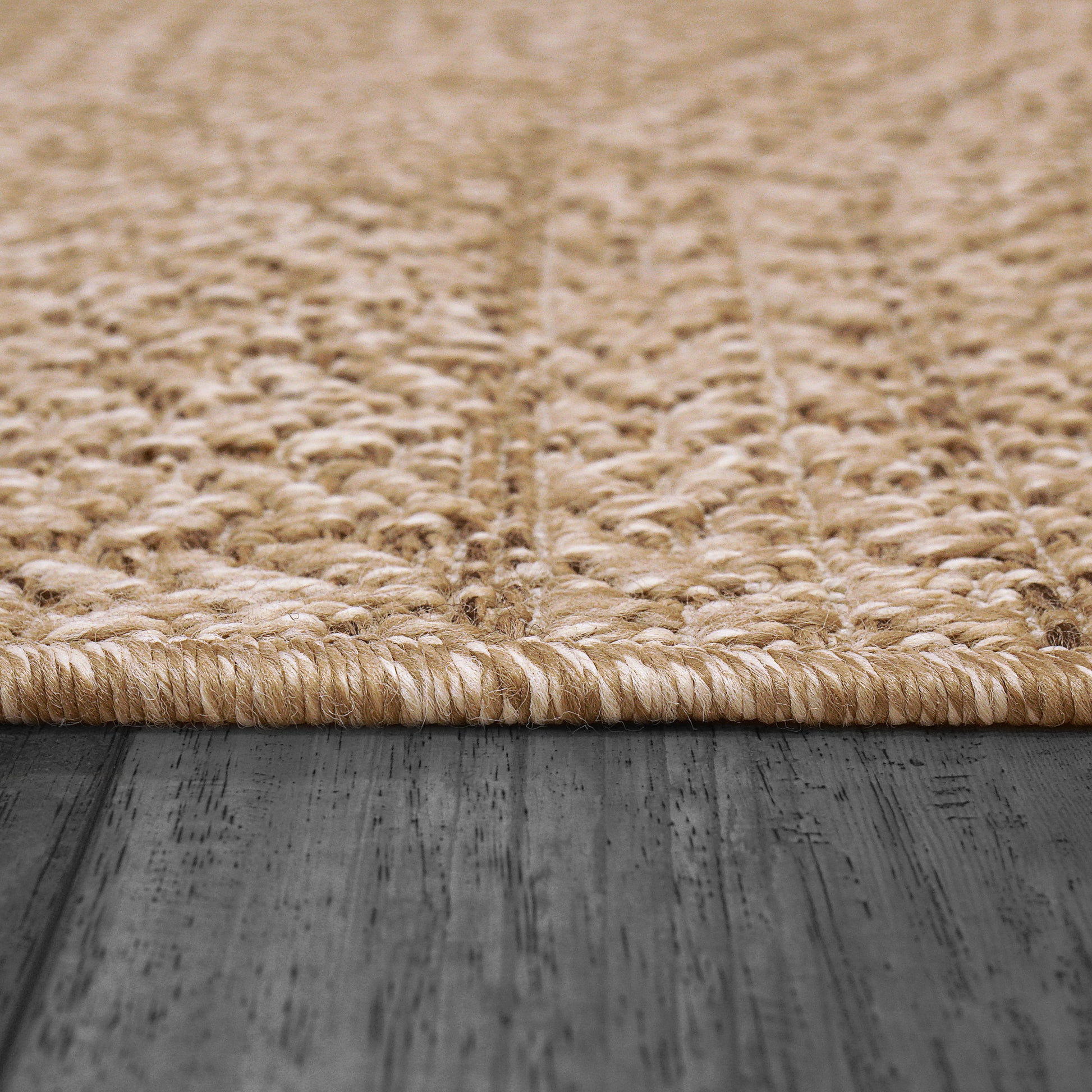 Kenai Modern Natural Geometric No Pile Rug