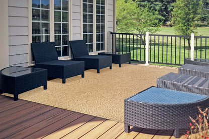Kenai Modern Natural Geometric No Pile Rug