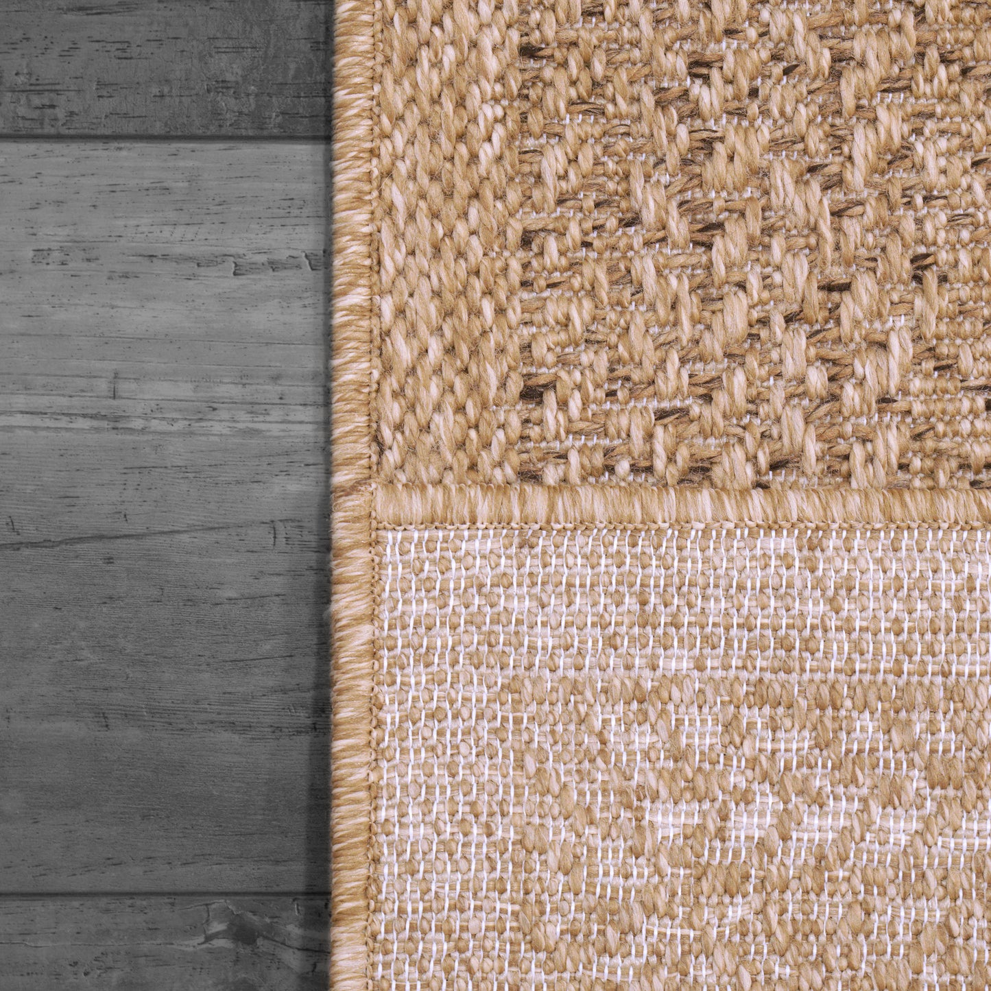Kenai Modern Natural Geometric No Pile Rug