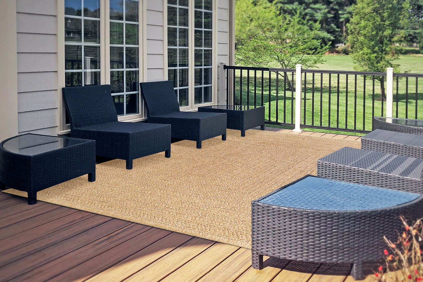 Kenai Modern Natural Geometric No Pile Rug
