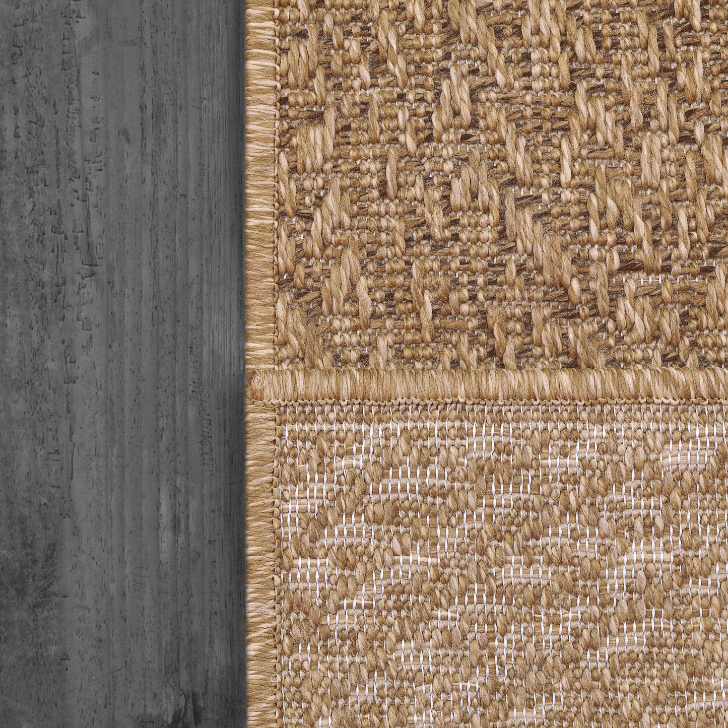 Kenai Modern Natural Geometric No Pile Rug