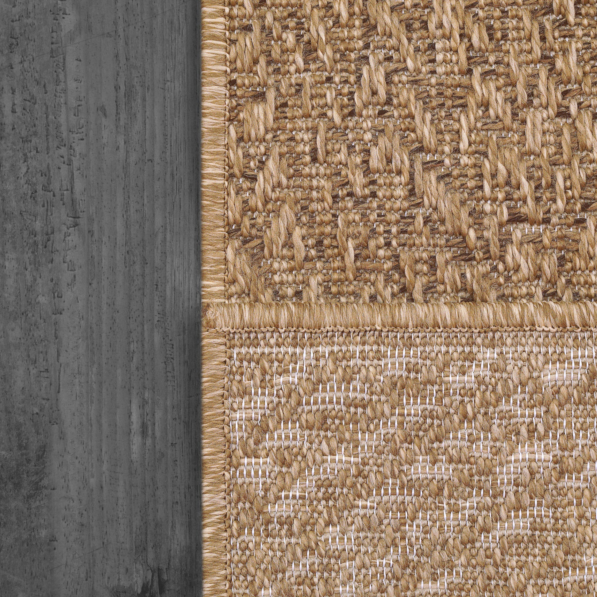 Kenai Modern Natural Geometric No Pile Rug
