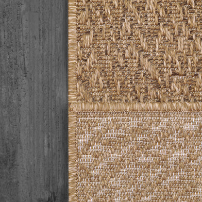 Kenai Modern Natural Geometric No Pile Rug