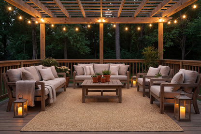 Kenai Modern Natural Geometric No Pile Rug