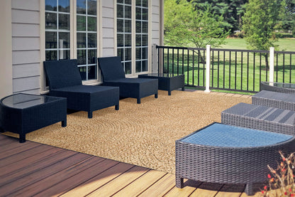 Kenai Modern Natural Geometric No Pile Rug