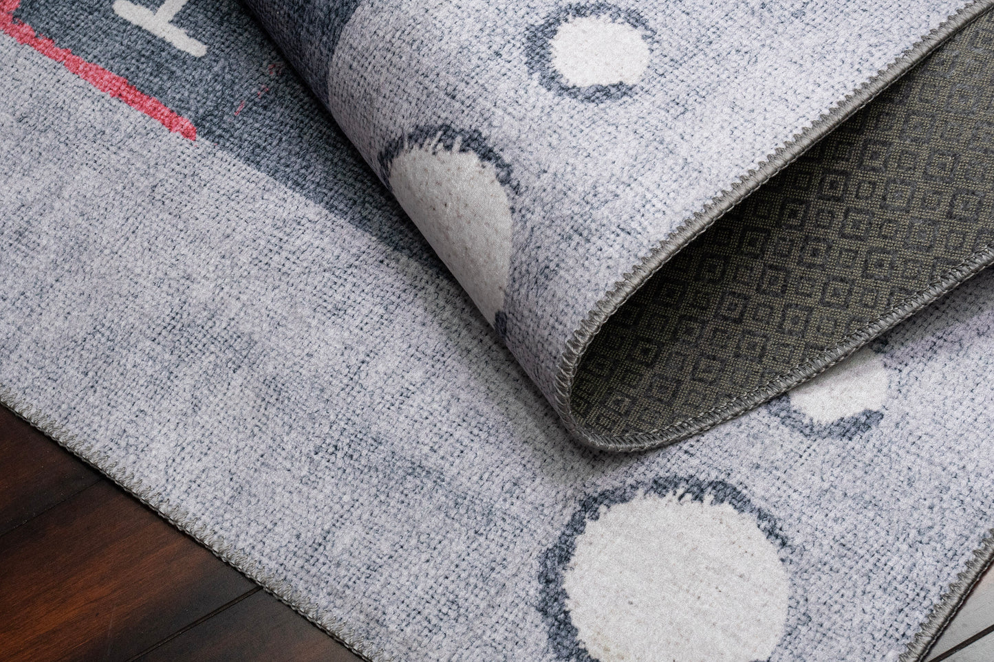 Kidz Children Grey/Multi Hopscotch No Pile Rug
