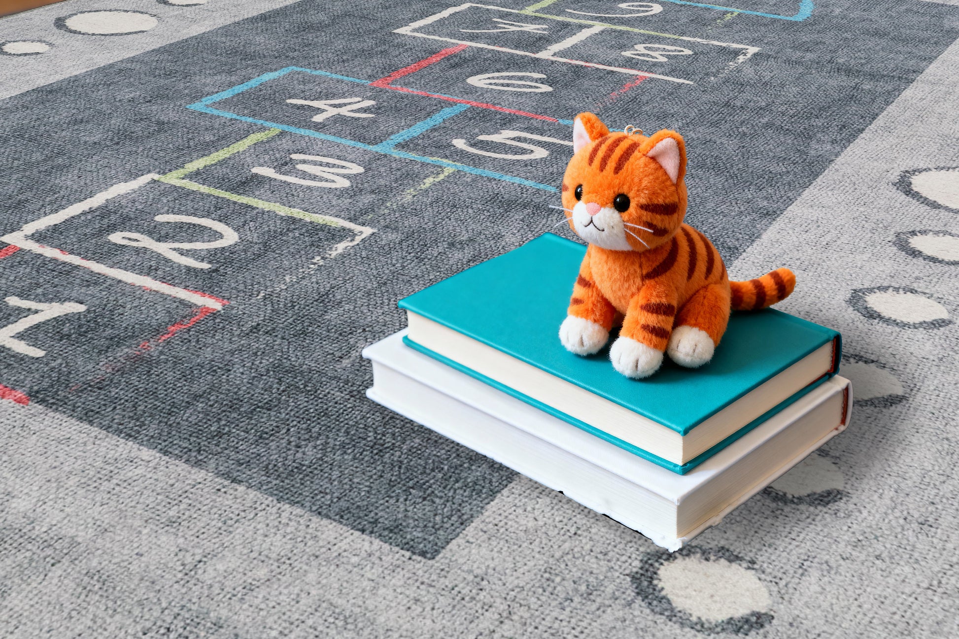 Kidz Children Grey/Multi Hopscotch No Pile Rug