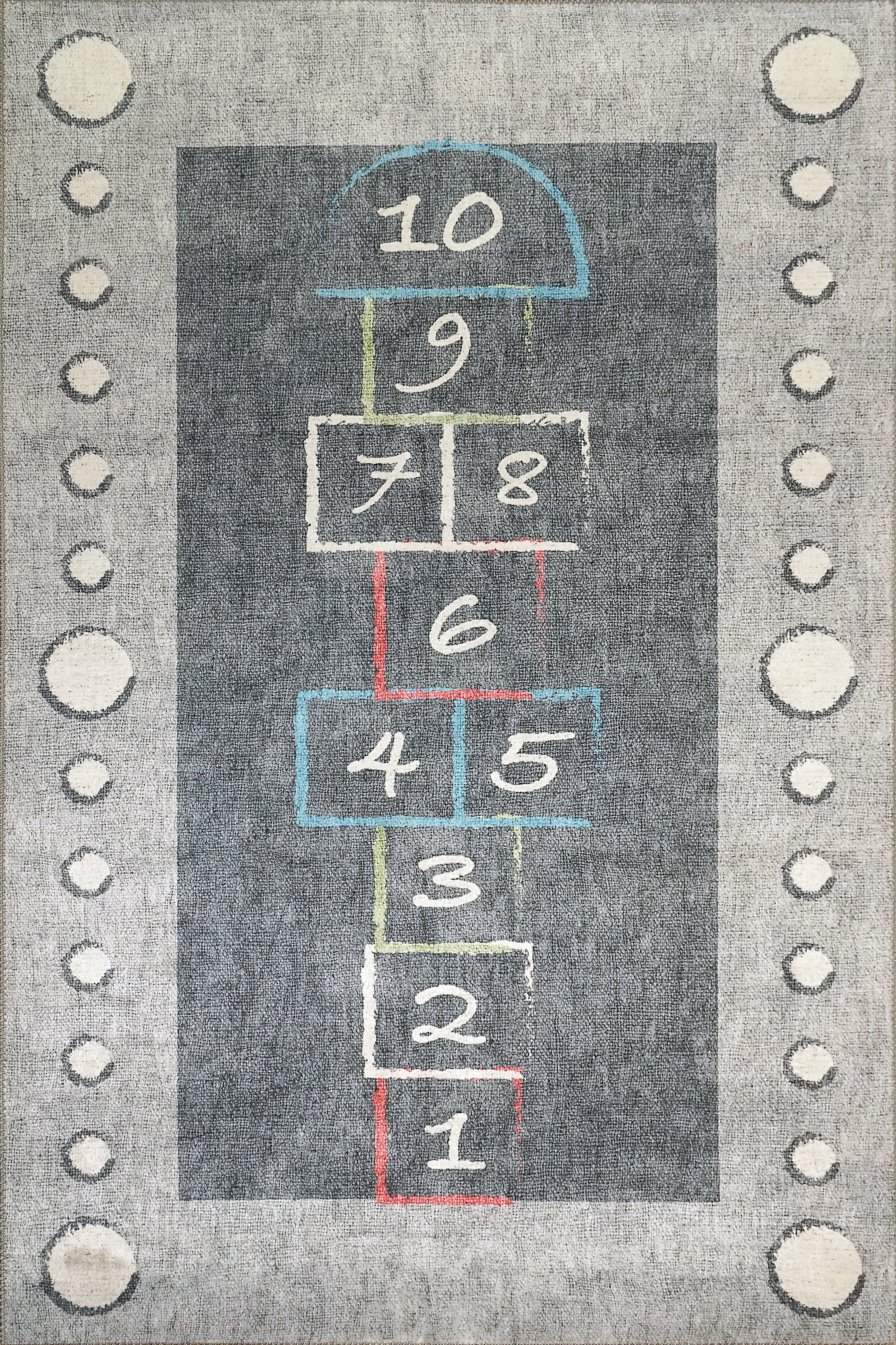 Kidz Children Grey/Multi Hopscotch No Pile Rug