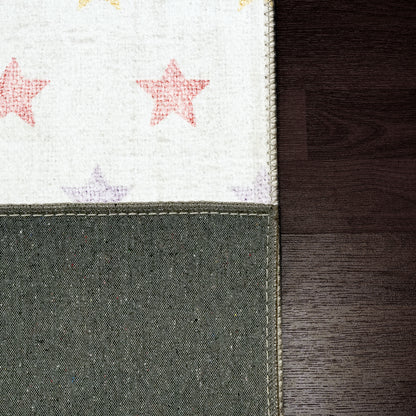 Kidz Children Ivory/Multi Stars No Pile Rug