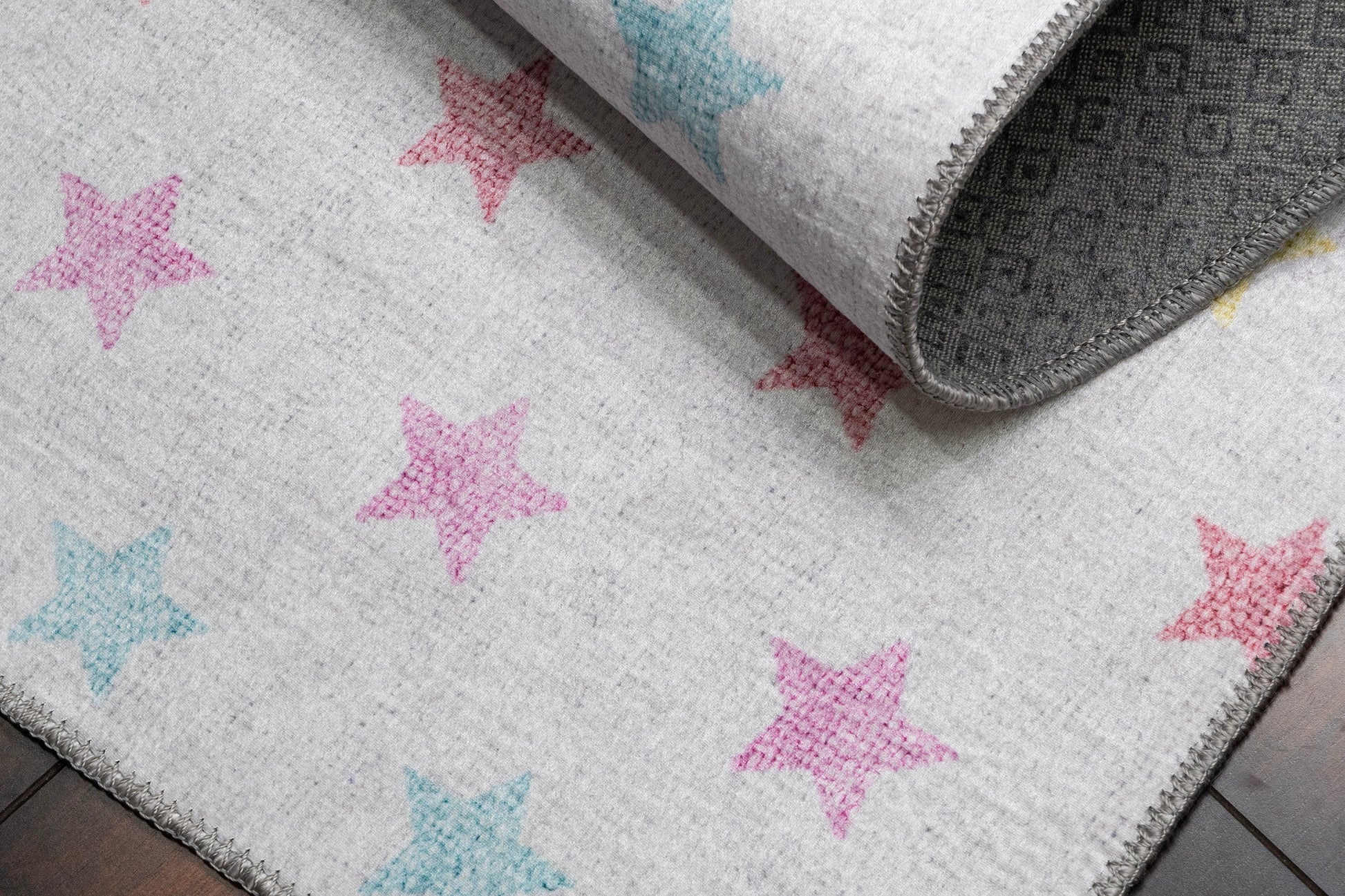 Kidz Children Ivory/Multi Stars No Pile Rug