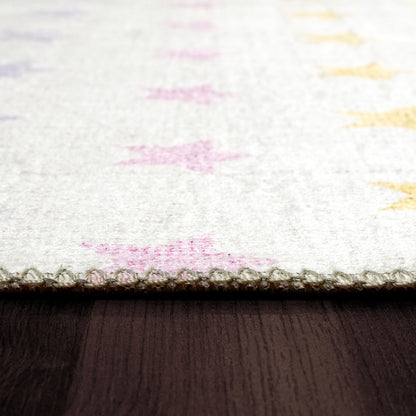 Kidz Children Ivory/Multi Stars No Pile Rug