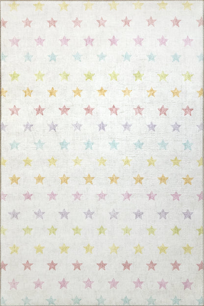 Kidz Children Ivory/Multi Stars No Pile Rug