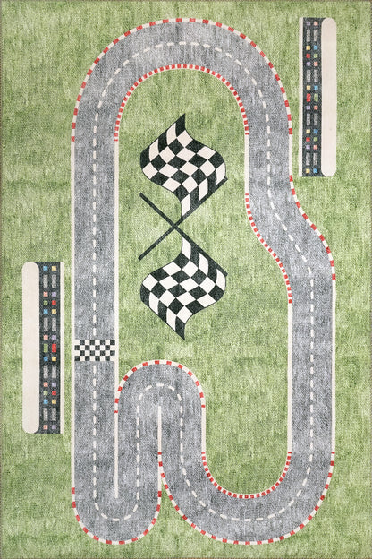 Kidz Children Multi Racetrack No Pile Rug
