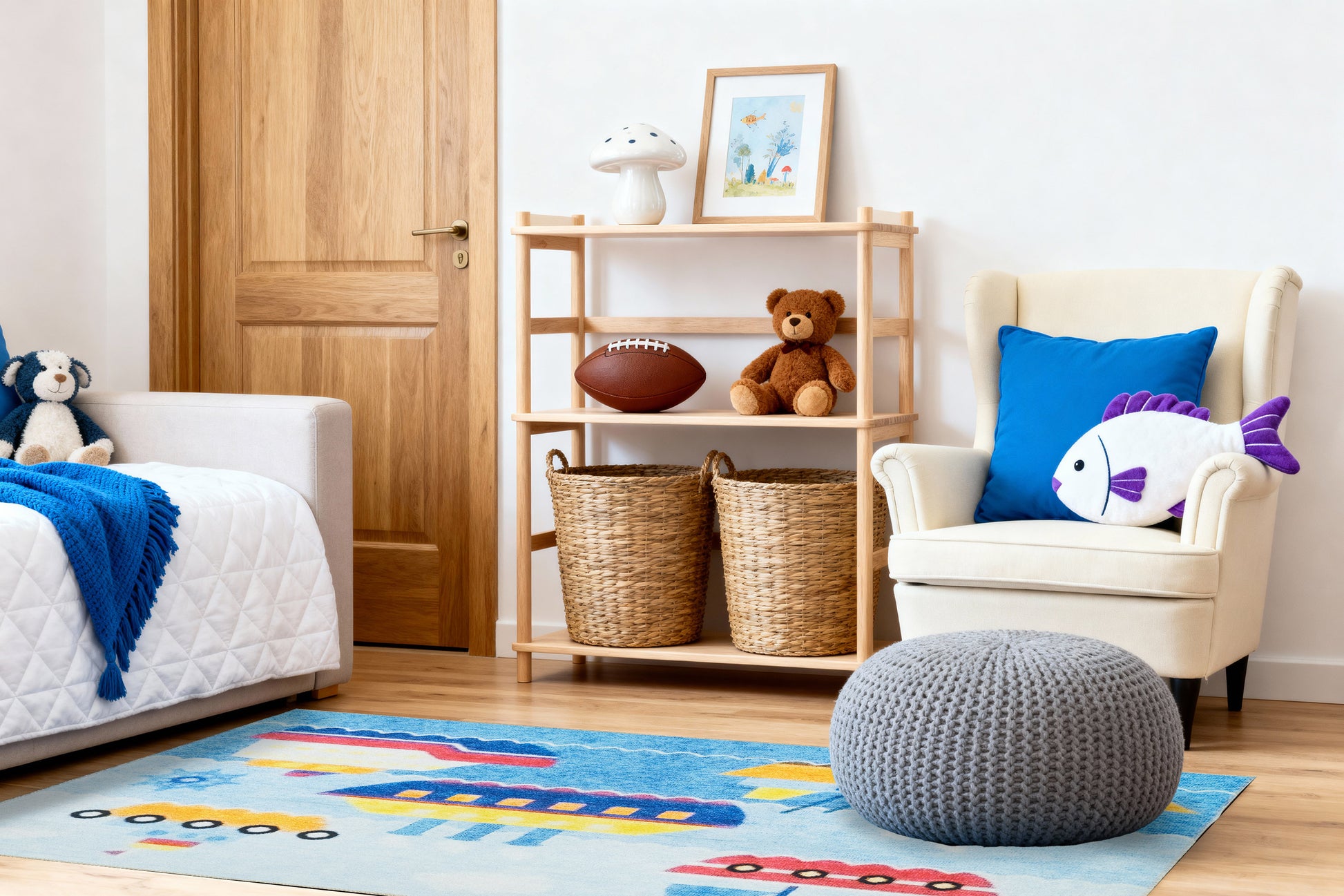 Kidz Children Multi Boats No Pile Rug
