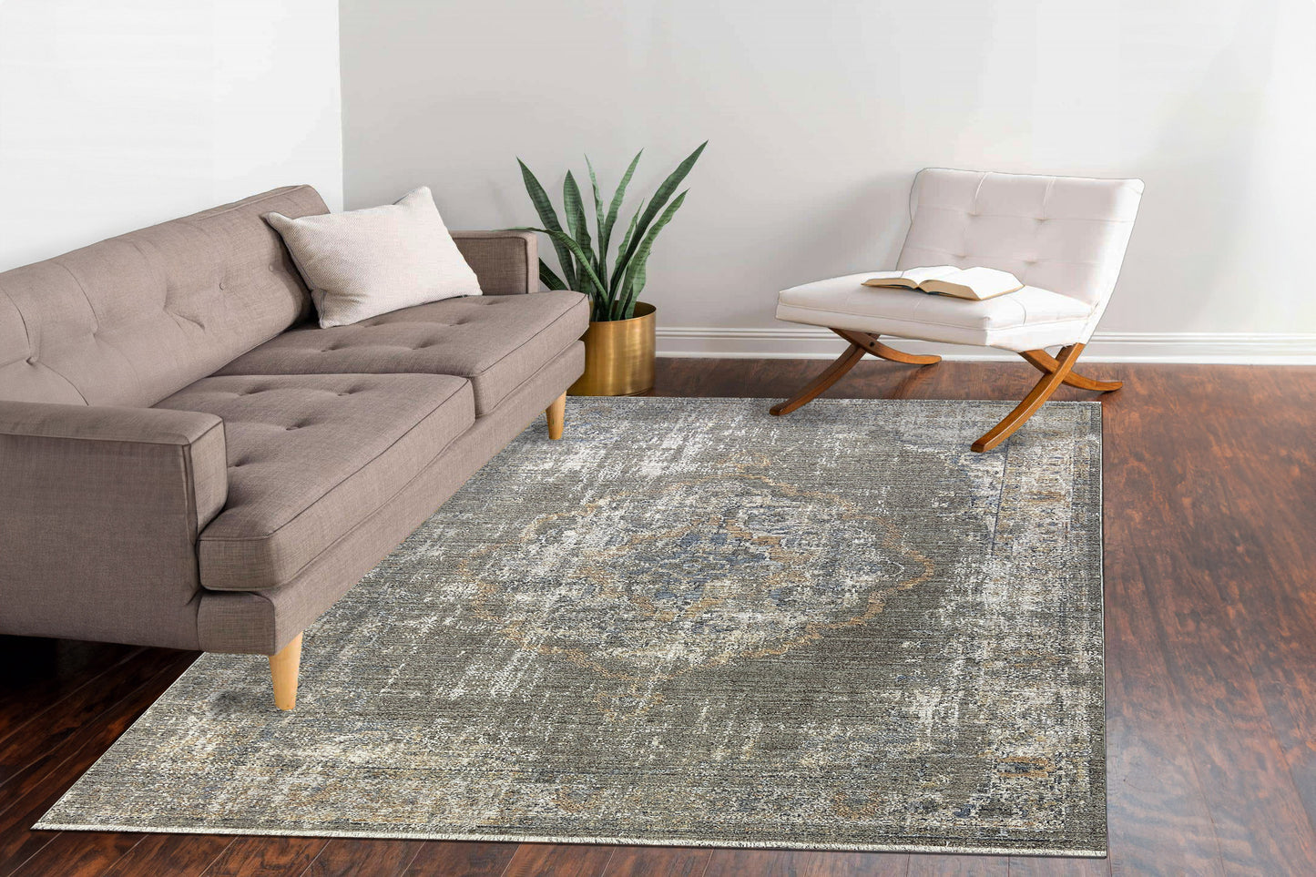 Kyra Transitional Beige/Multi Medallion Medium Pile Rug