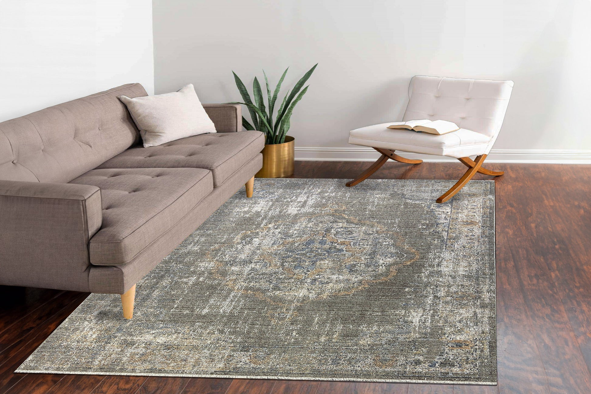 Kyra Transitional Beige/Multi Medallion Medium Pile Rug