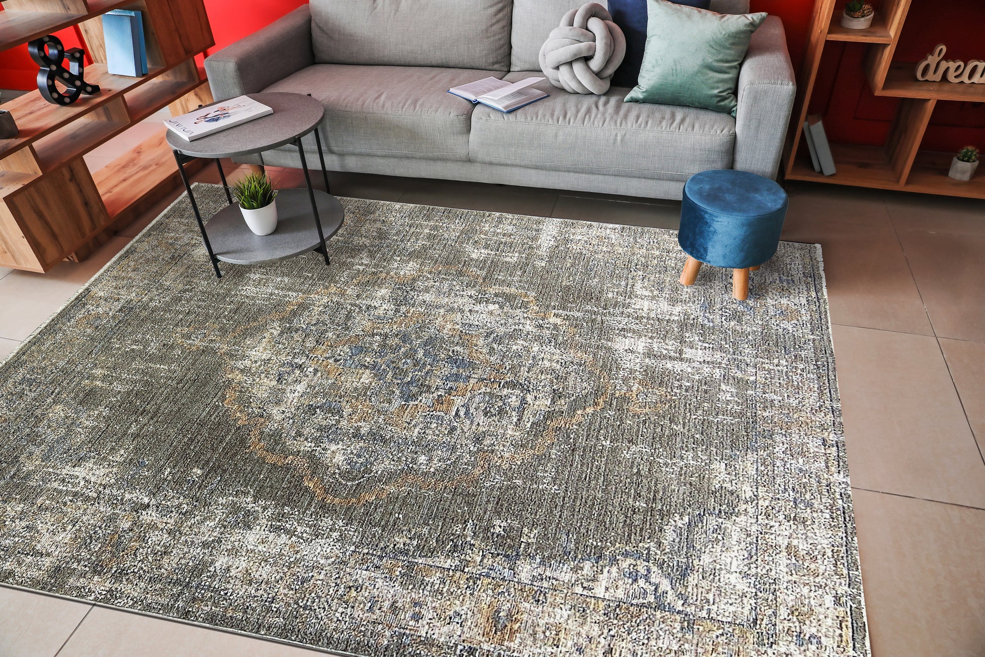 Kyra Transitional Beige/Multi Medallion Medium Pile Rug