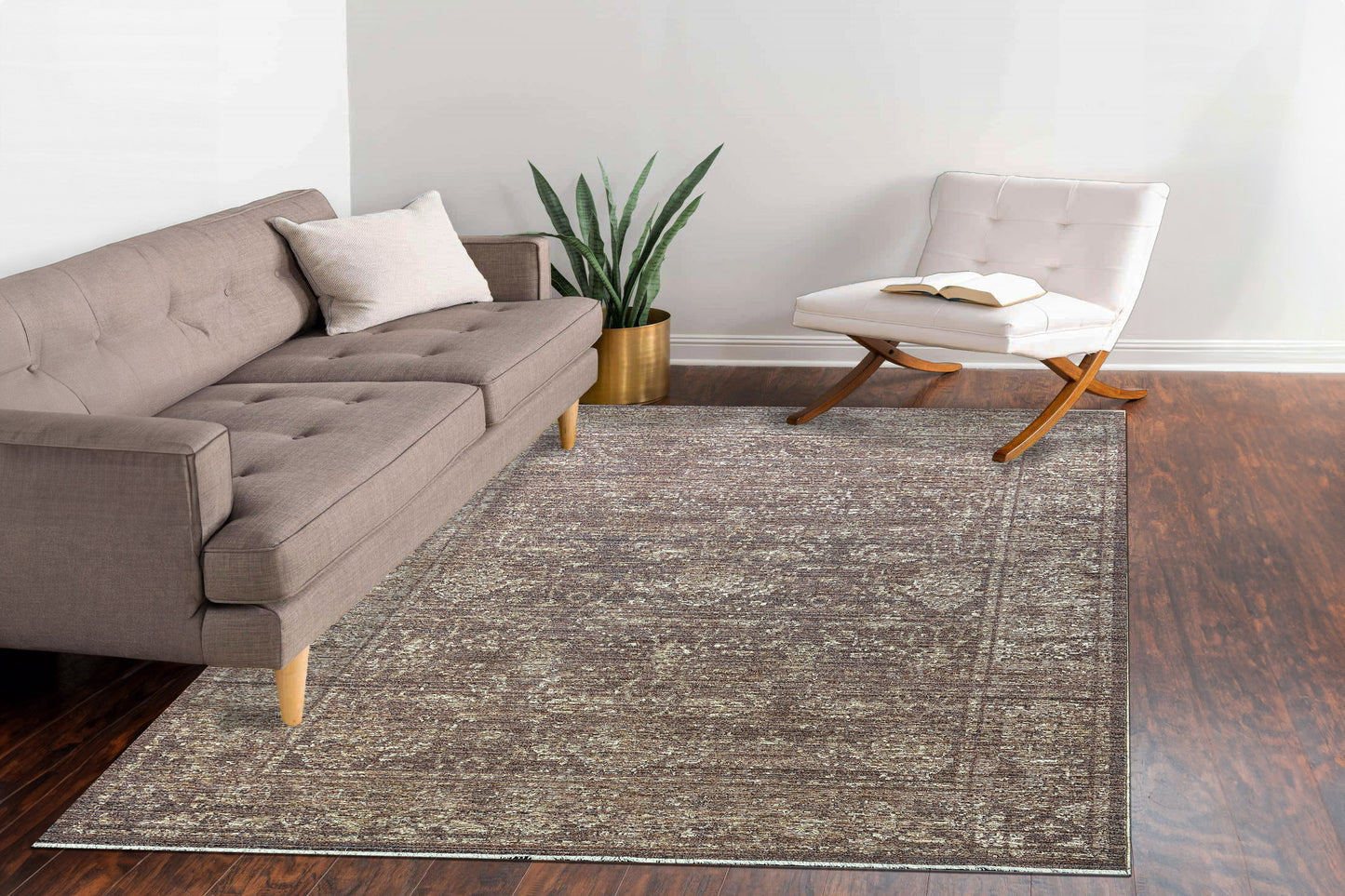 Kyra Transitional Rust Floral Medium Pile Rug