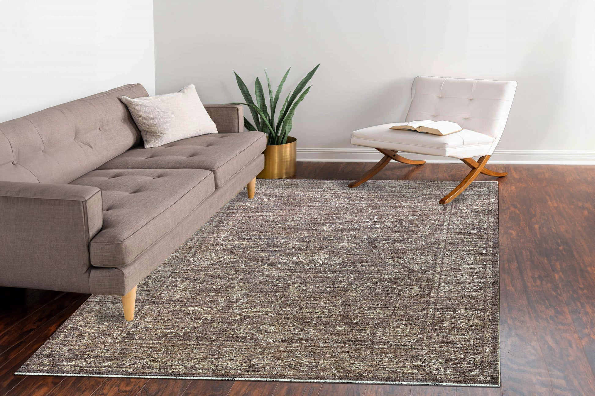 Kyra Transitional Rust Floral Medium Pile Rug