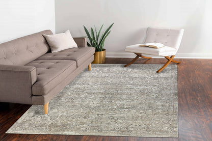 Kyra Transitional Cream/Grey Floral Medium Pile Rug