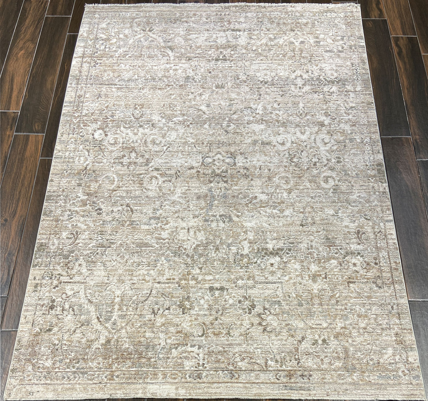Kyra Transitional Cream/Grey Floral Medium Pile Rug