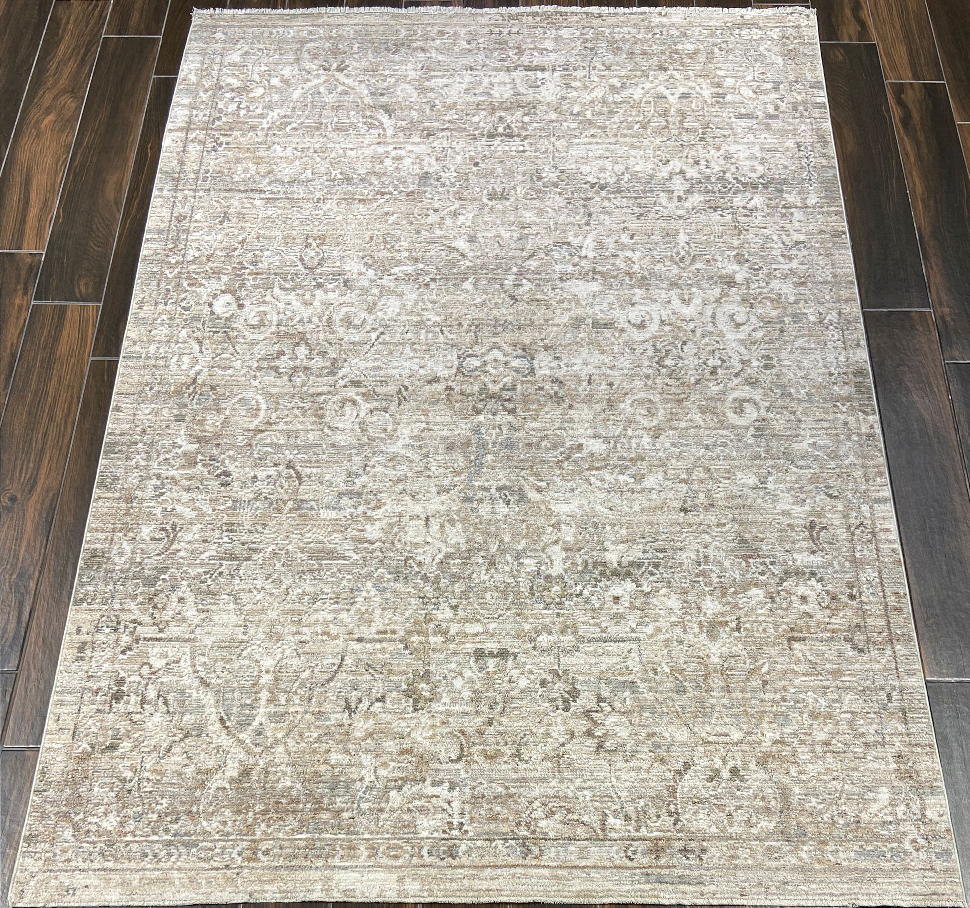 Kyra Transitional Cream/Grey Floral Medium Pile Rug