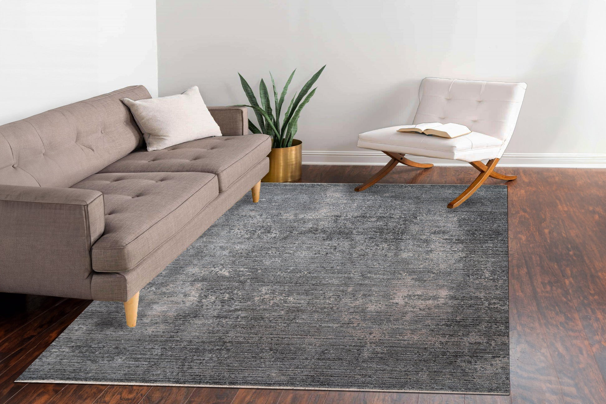 Kyra Modern Grey/Navy Abstract Medium Pile Rug