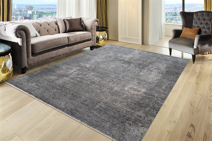 Kyra Modern Grey/Navy Abstract Medium Pile Rug