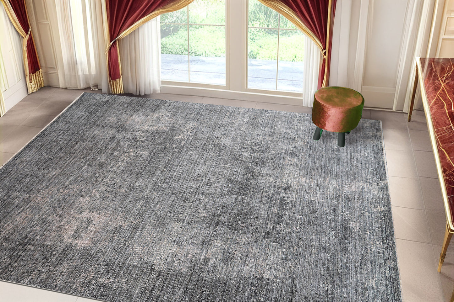 Kyra Modern Grey/Navy Abstract Medium Pile Rug