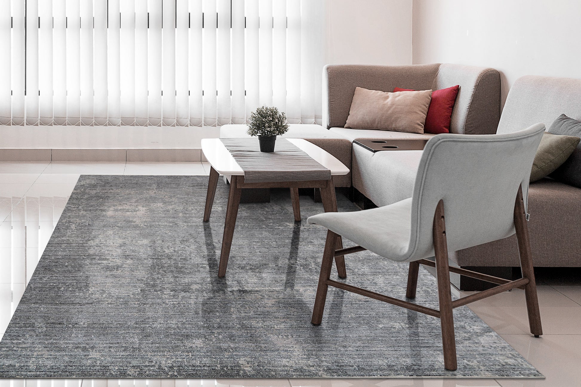 Kyra Modern Grey/Navy Abstract Medium Pile Rug
