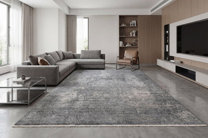 Kyra Modern Grey/Navy Abstract Medium Pile Rug