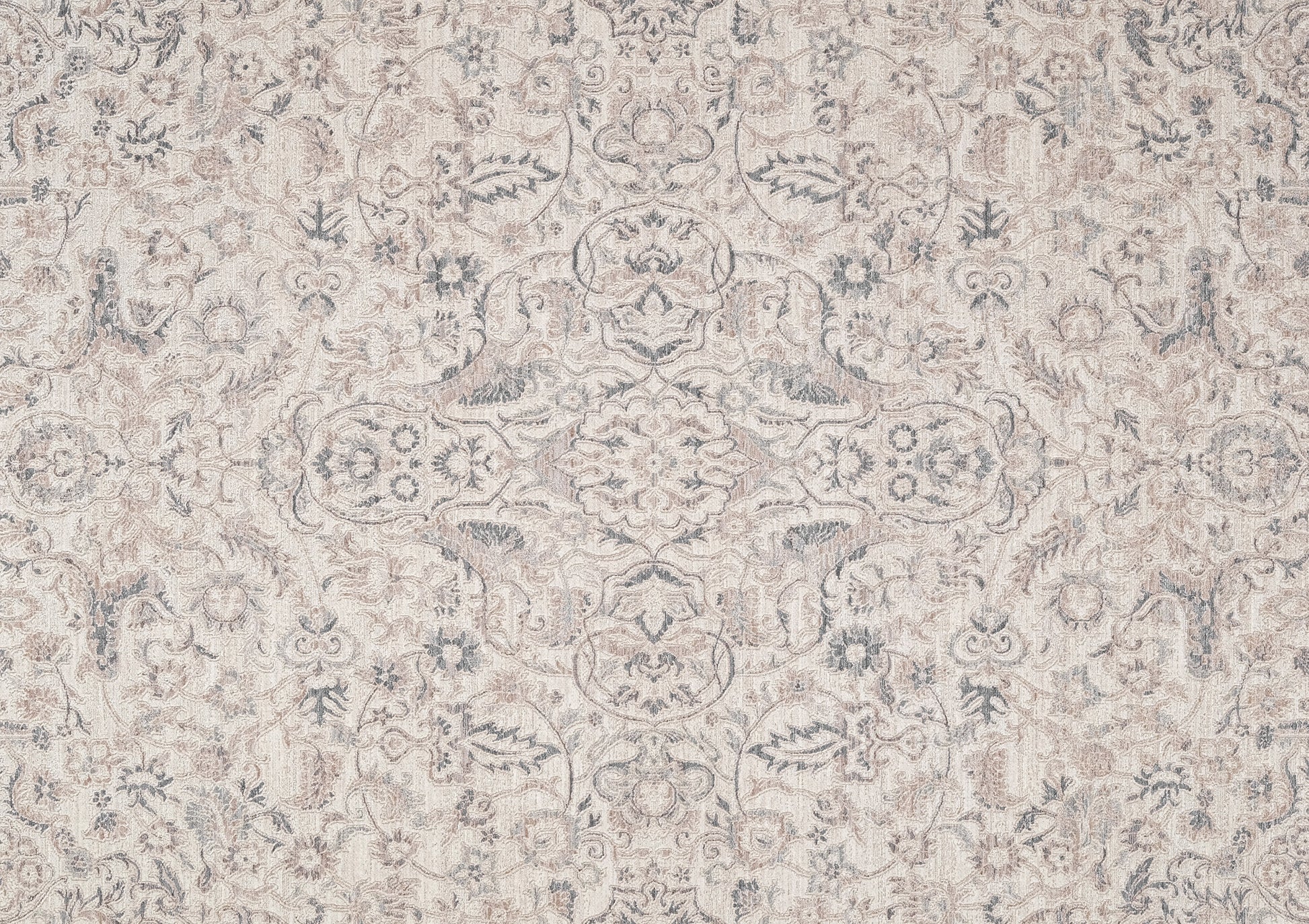 Lara Traditional Ivory/Beige/Grey Medallion Low Pile Rug
