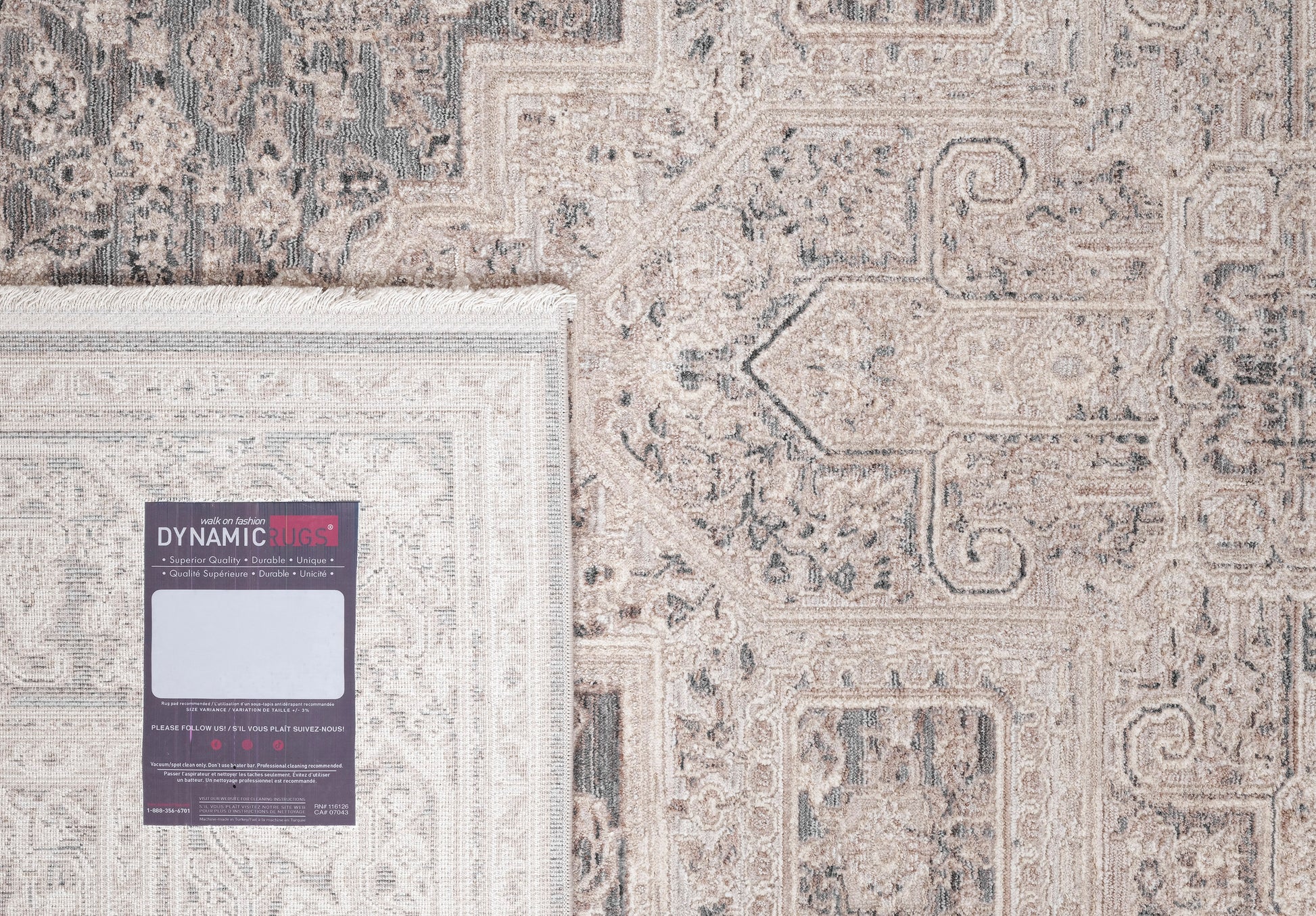 Lara Traditional Ivory/Grey Medallion Low Pile Rug
