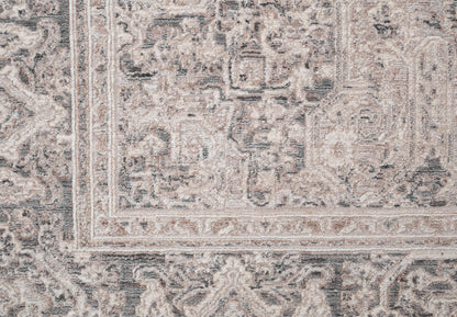 Lara Traditional Ivory/Grey Medallion Low Pile Rug