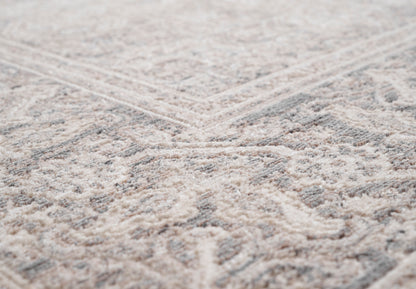 Lara Traditional Ivory/Grey Medallion Low Pile Rug